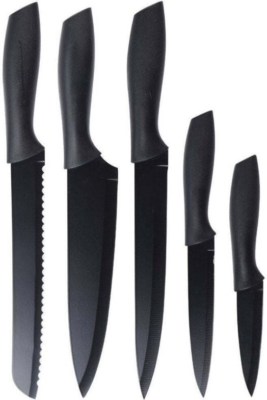 Excellent Houseware - Schwarz Edelstahl Messer Set von 5 Stück Küchenmesser mit einzigartigem Design