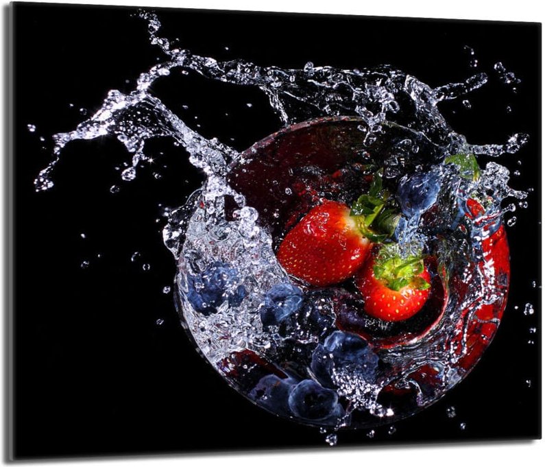 Glas-Herdplattenschutz 60x52 Erdbeeren