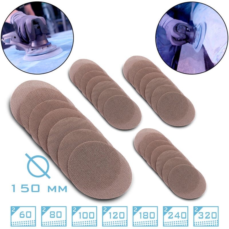 STAHLWERK 2 x Gitternetz-Klett-Schleifscheiben 14er Set 150 mm