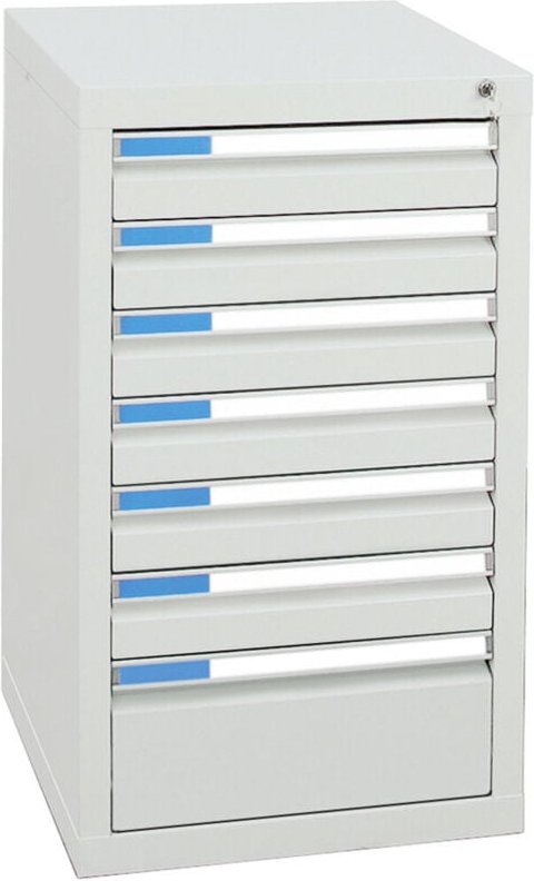 Stumpf Schubladenschrank Serie ESTA, 7 Schubladen lichtgrau (6x100, 1x200mm)