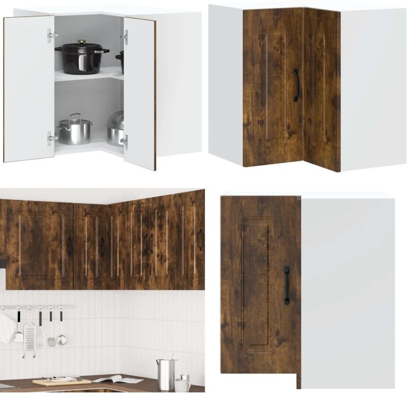 vidaXL Küchen-Eckhängeschrank Kalmar Räuchereiche Holzwerkstoff