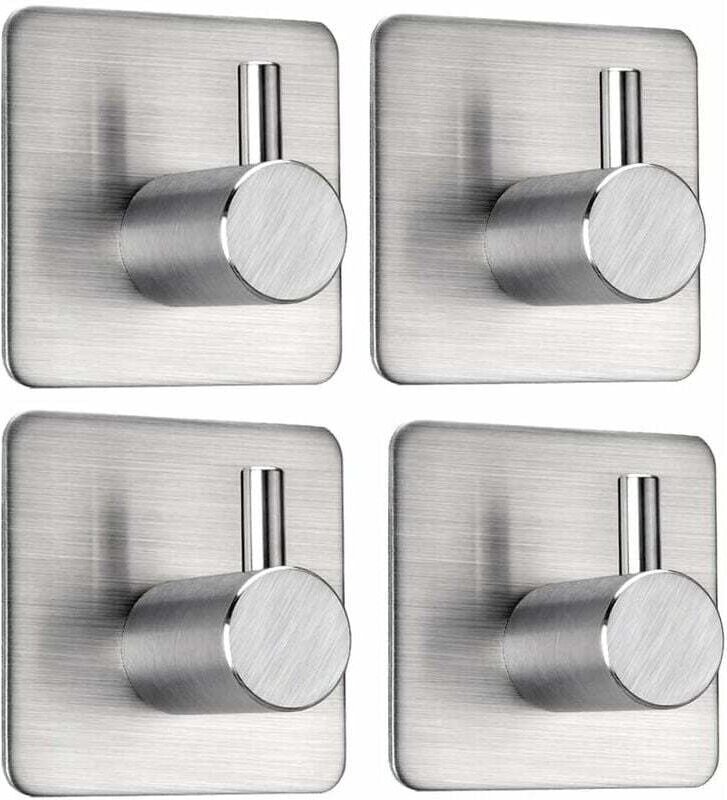 Ulisem Handtuchhaken, Selbstklebende Handtuchhaken, Handtuchhaken ohne Bohren, Wandmontierte Kleiderhaken, 4 Edelstahl B...