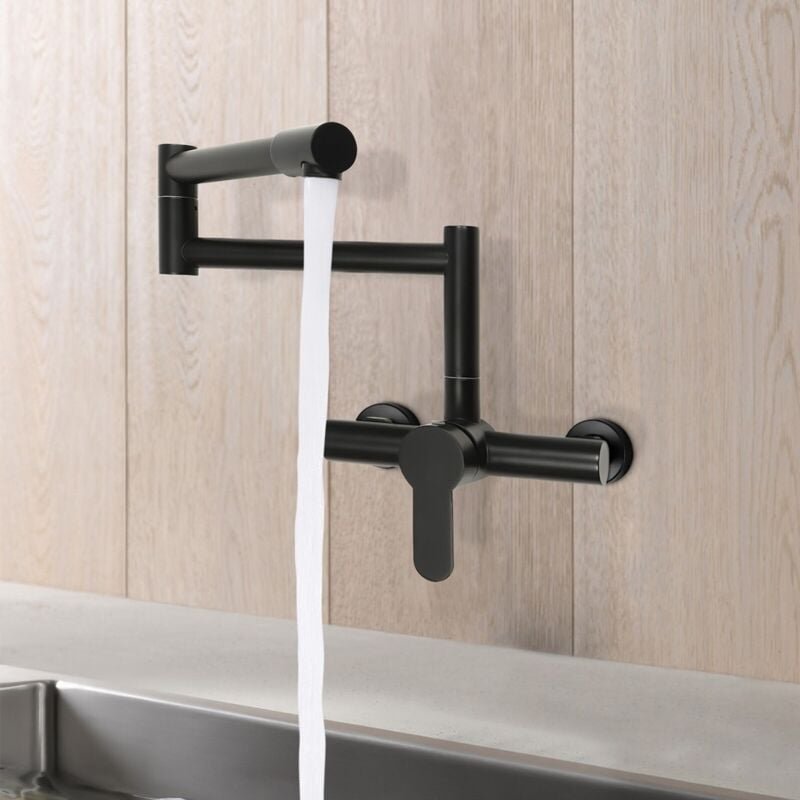 Klappbarer Wasserhahn f체r Warm- und Kaltwasser, um 360째 drehbarer Wandwasserhahn f체r die K체che, klappbarer Einhebelwasse...