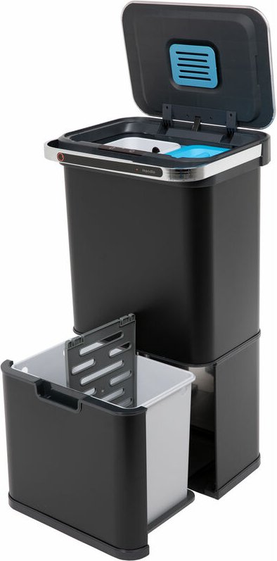 Sensor-Mülleimer 60L Selbstreinigungsfunktion und Aktivkohle-Filter Schwarz - Svita