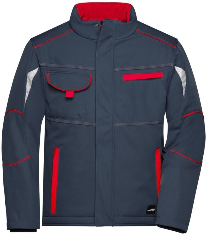 Thumbnail - James&nicholson - Softshelljacke mit warmem Innenfutter JN853 Gr. m carbon/red