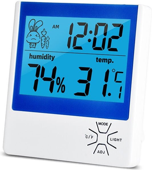 LCD-Thermometer und Hygrometer mit Hintergrundbeleuchtung, digitale Wetterstation für den Innen- und Außenbereich mit Uh...