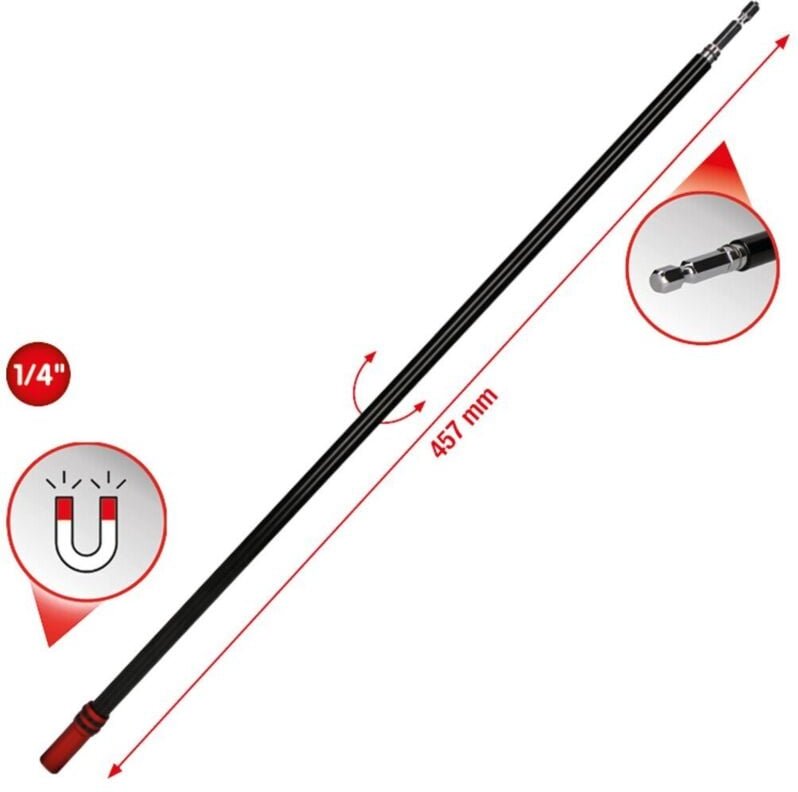 Ks Tools 514.1148 514.1148 1/4' Magnetischer Schnellwechsel-Bithalter mit Freilaufhülse, extra lang