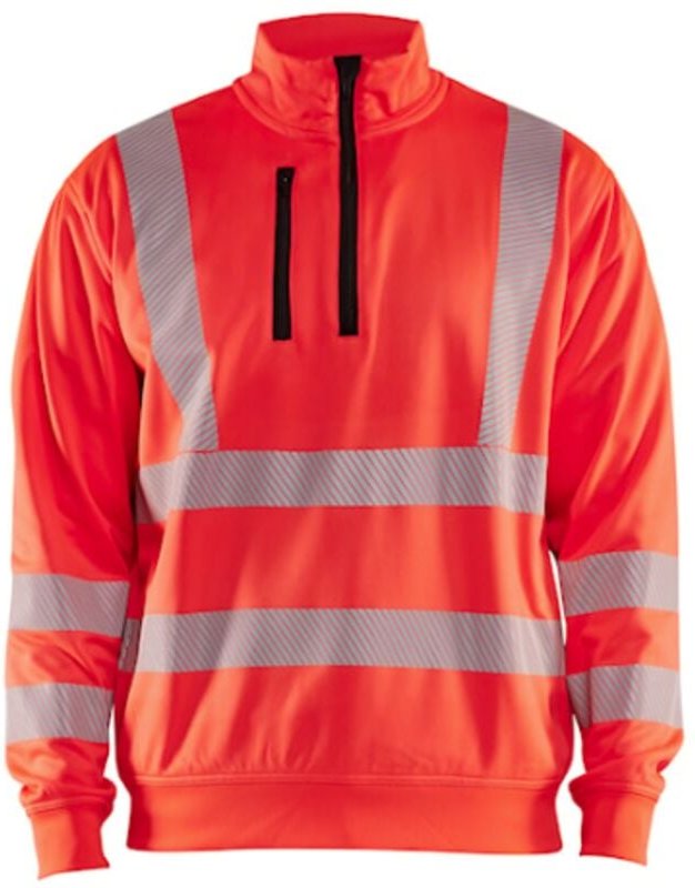 Arbeits-Sweatshirt mit Stehkragen und Reißverschluss, Hochsichtbarkeit 3564 – Neonrot XL