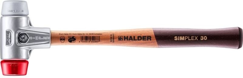 SIMPLEX-Schonhammer, TPE-mid / Plastik mit Aluminiumgehäuse und hochwertigem Holzstiel D=30 mm 3136.030