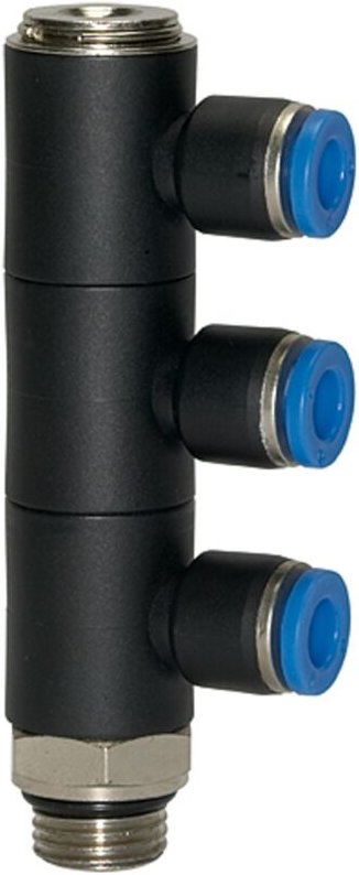 L-Mehrfachverteiler »Blaue Serie«, 3-fach drehbar, g 3/8 a. Ø12mm - Riegler