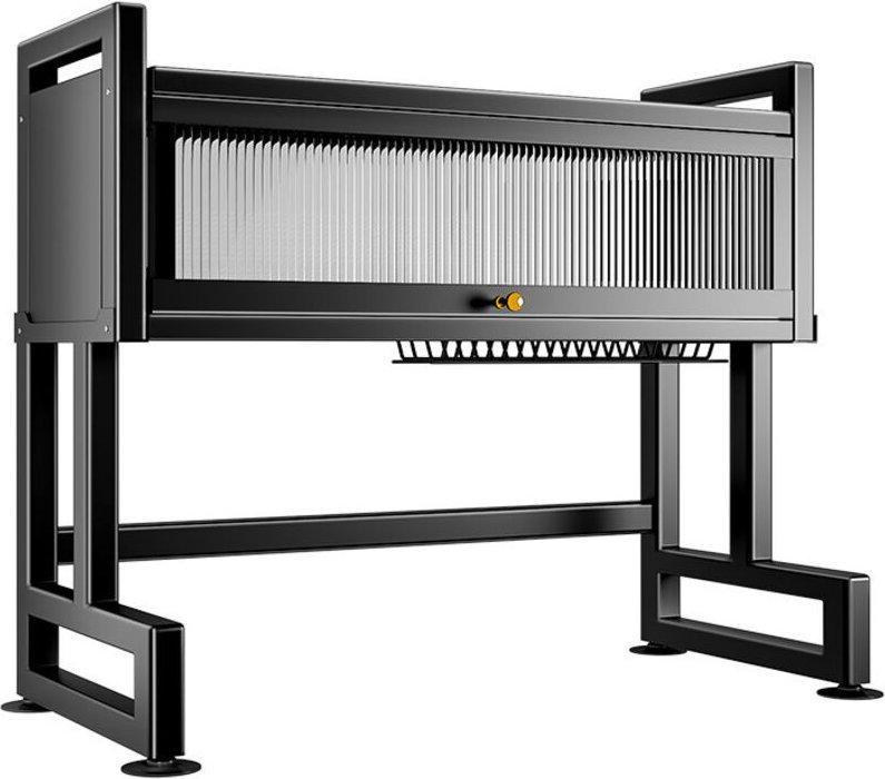 Abtropfgestell mit Haken, Zubehörset, staubdicht, für Küchenspüle, Ablageregal, 65x30x80cm, schwarz