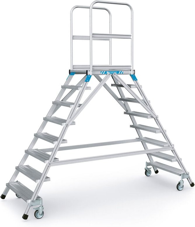 Zarges Podestleiter fahrbar mit 2x8 Leichtmetall-Stufen