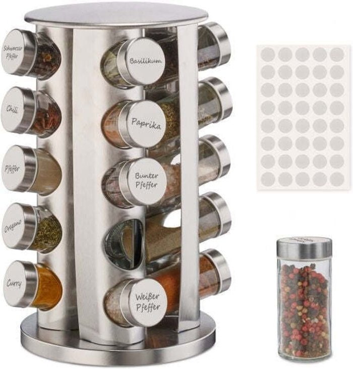 Rotierendes Gewürzkarussell mit 20 Gläsern