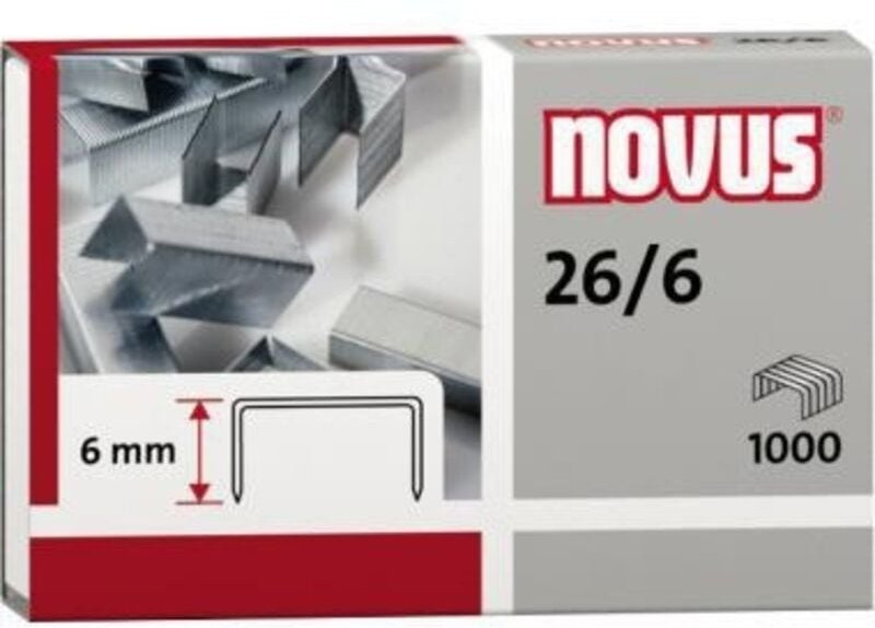 Novus - Heftklammer 26/6 Heftgeräte Heftzangen Stahl verzinkt 1.000 St./Pack.