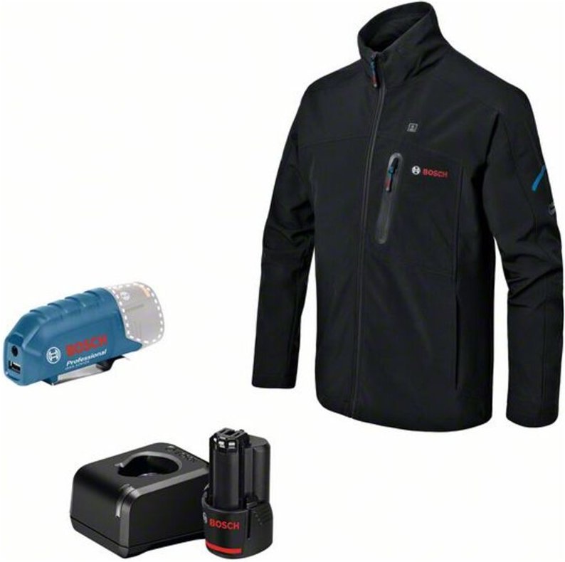 Bosch beheizbare Jacke / Heizjacke ghj 12+18V xa (Full Version) incl. Akku, Gr. s schwarz