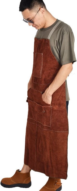 Professionelle Leder-Schweißerschürze aus Rindsleder, verdickt, verschleißfest, zum Schweißen, Wärmeisolierung, Verbrühs...