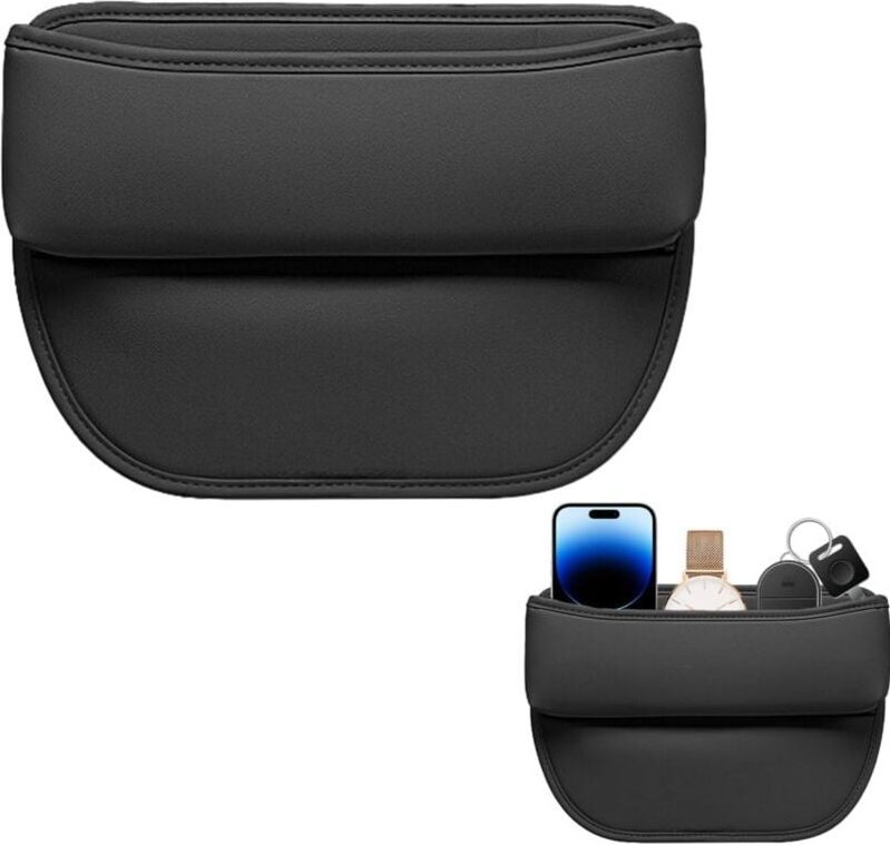 Thumbnail - 1 Stück (Schwarz) Auto-Aufbewahrungstasche, Organizer-Tasche für Autositzlücken, PU-Leder-Vordersitzkonsolentasche für T...