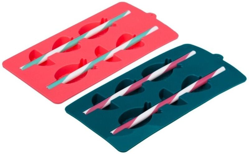 5five Simply Smart - Eiswürfelform obst, Silikon, 21 x 10,5 cm, 2 Stück, blau-gelb