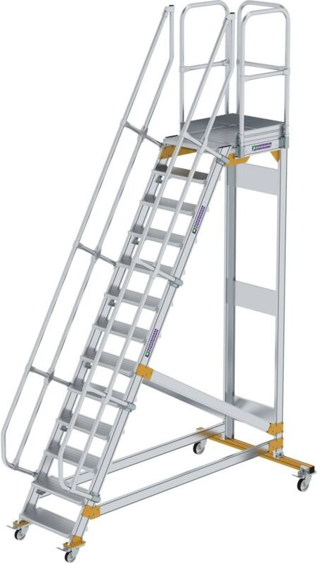Plattformtreppe 60° fahrbar Stufenbreite 0,6 m 13 Stufen - 600713 - Günzburger Steigtechnik