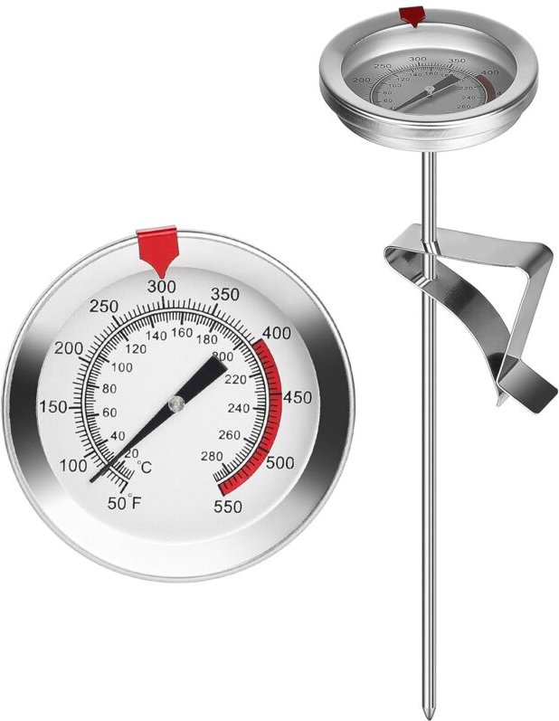 Csparkv - Küchenthermometer, 20 cm, Edelstahl, Frittierthermometer, Kochthermometer mit Clip, 20280 °c, Fleischthermomet...