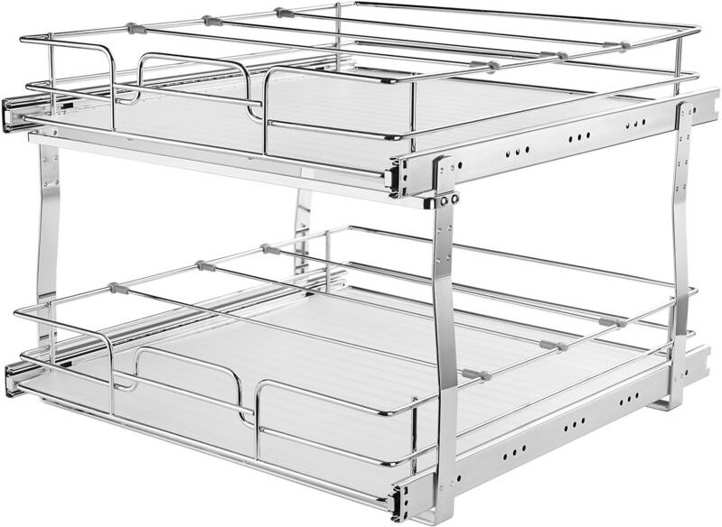 2-stufiger, 16 b x 21 t ausziehbarer Schrank-Organizer, robuste ausziehbare Vorratsregale, ausziehbare Schubladen aus ve...
