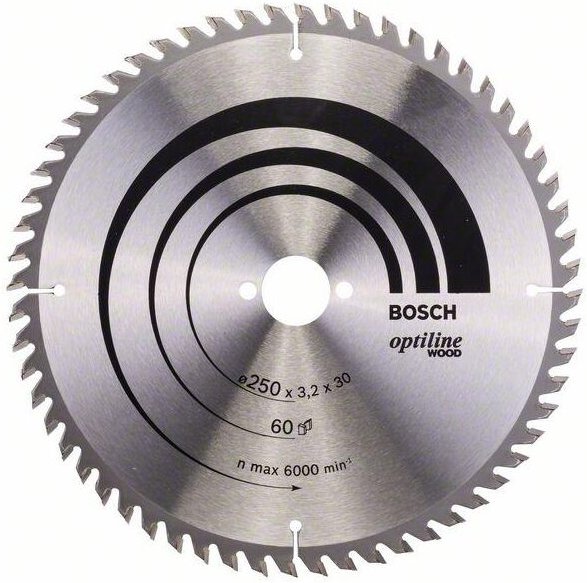 Bosch PRO Wood Kreissägeblatt, 250 x 3,2 x 30 mm, T60