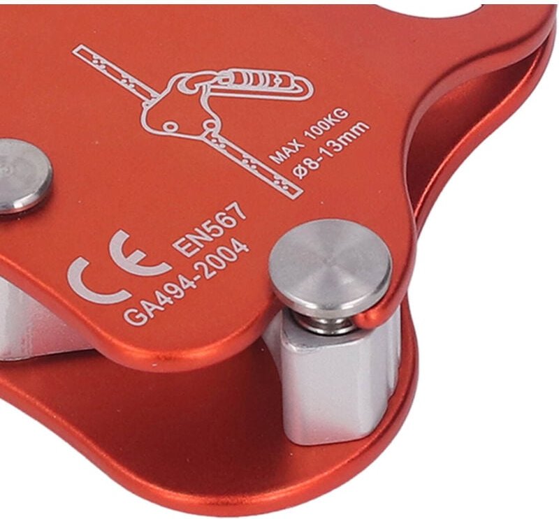 Kletterseil Grab Aluminiumlegierung Selbstverriegelung 8-13 mm Stopper für Outdoor Mountainering Orange - Eosnow