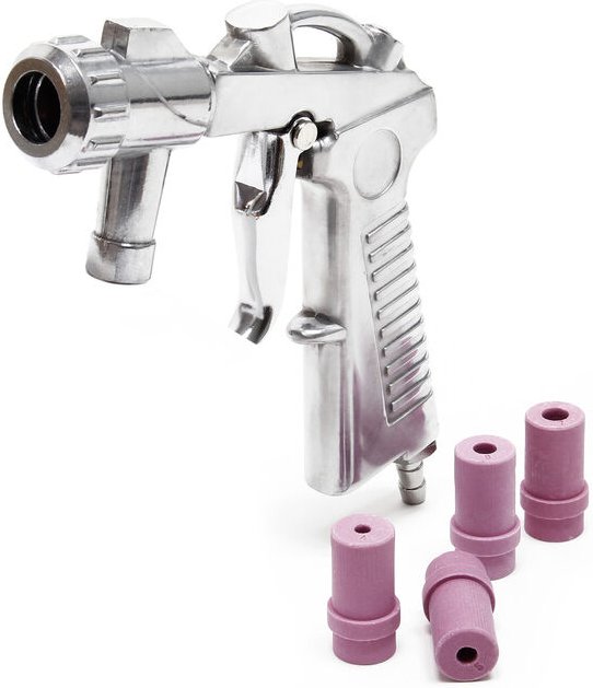 Wiltec - Sandstrahlpistole mit Druckluftanschluss inkl. Keramikdüsen 4/5/6/7mm, entfernt Rost u. Farbe