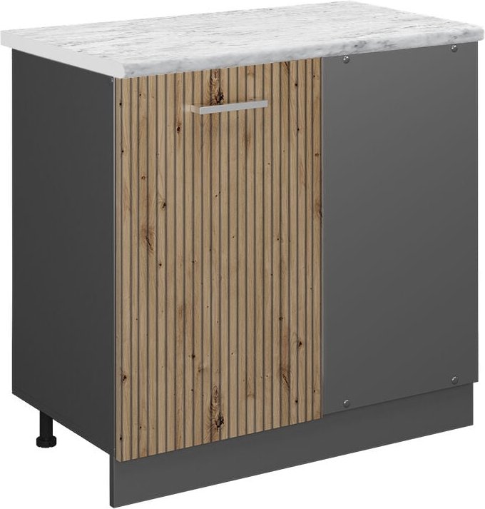 Vicco - Eckunterschrank R-Line, Artisan-Eiche, 86 cm ap Marmor