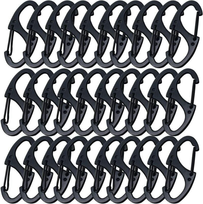 Thumbnail - 30 Stück S doppelseitiger Mini-Karabinerhaken, kleine Karabiner mit Doppeldraht-Tor, Schlüsselanhängerverschluss, Karabi...