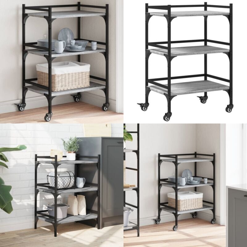 Küchenwagen Grau Sonoma 50x35x75,5 cm Holzwerkstoff - Küchenwagen - Holzwerkstoffmöbel - Retro Küchentisch - Esstisch - ...