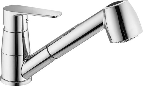 Paffoni - Lime Series LM183CR Spültisch-Einhandbatterie mit ausziehbarer Brause Verchromt - Messing