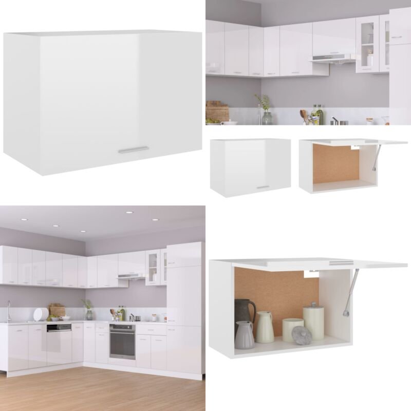 Hängeschrank Hochglanz-Weiß 60x31x40 cm Holzwerkstoff - Küchenregal - Hängeschrank - Weißer Schrank - Holzschrank - Wohn...
