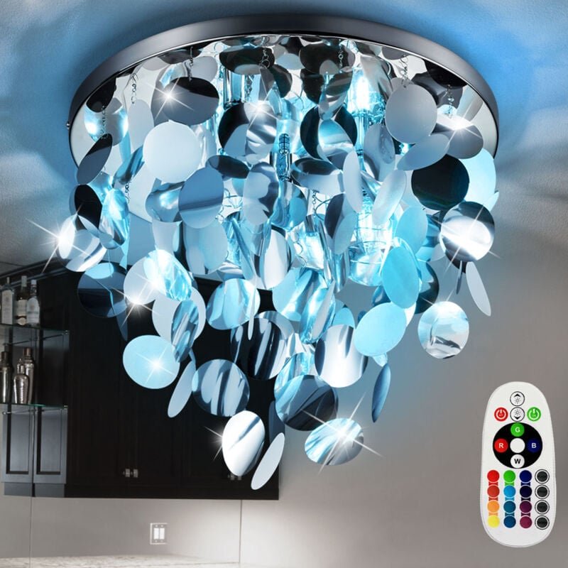 Etc-shop - Decken Lampe dimmbar Schlaf Zimmer fernbedienung Behang Leuchte im Set inkl. rgb led Leuchtmittel