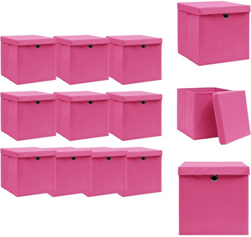 Ordnungshelfer - Living Aufbewahrungsboxen mit Deckeln 10 Stk. Rosa 32x32x32 cm Stoff - Rosa