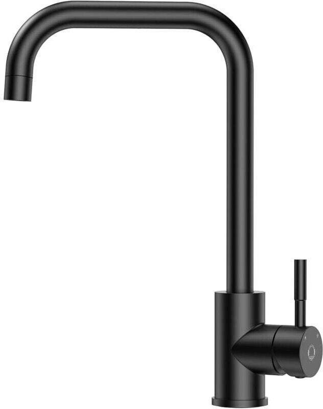 Ulisem Schwarzer Küchenhahn, Mattschwarzer Einhebel-Küchenmischer, 360° schwenkbar, mit 18 m langem Zulaufschlauch