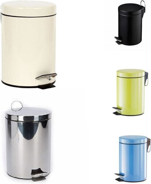 Trade Shop Traesio - Trade Shop - 5 Liter Stahl Abfalleimer Treteimer Badezimmerkorb -