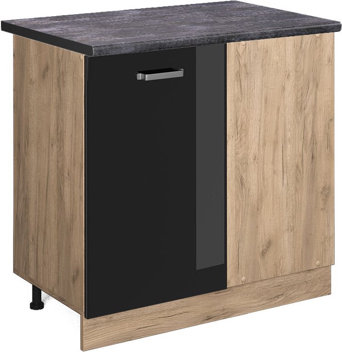 Thumbnail - Vicco - Eckunterschrank R-Line, Schwarz Hochglanz, 86 cm, ap Anthrazit
