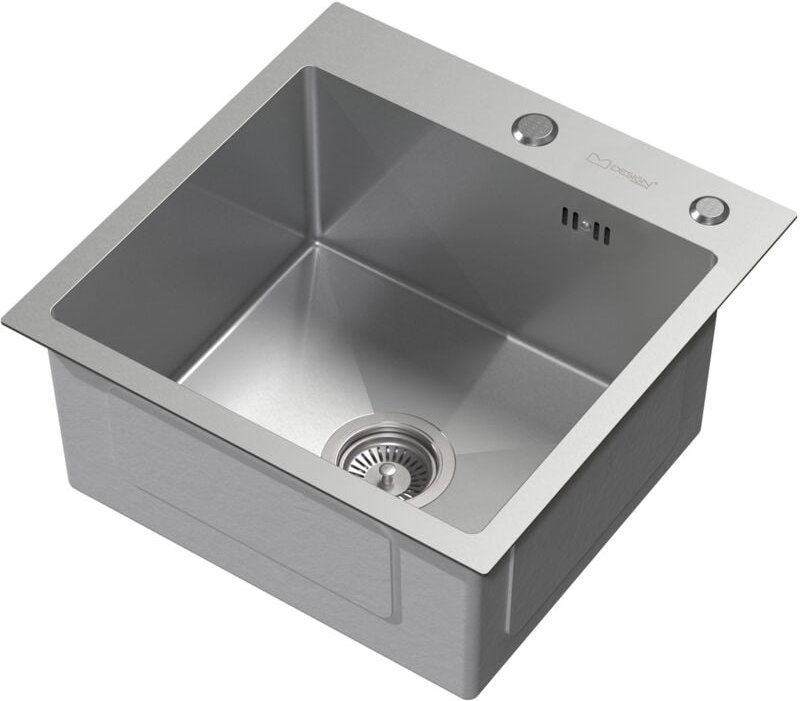 ML-Design Spülbecken Edelstahl 45x45 cm, Küchenspüle eckig, 1 Becken klein, Einbauspüle mit 2 Löchern, Edelstahlspüle mi...