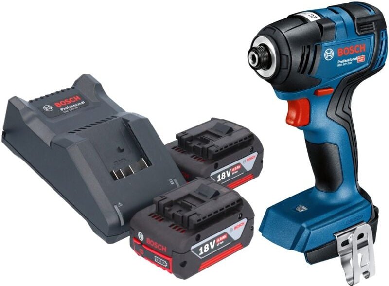 Bosch gdr 18V-200 Professional Akku Drehschlagschrauber 18 v 200 Nm Brushless + 2x Akku 4,0 Ah + Ladegerät