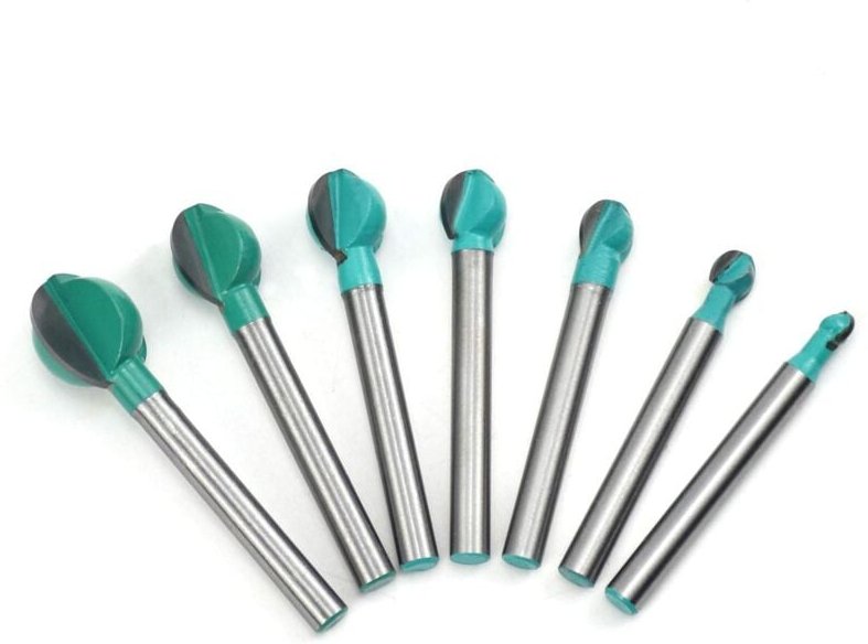 Runder Fräser für Holz, 7 Stück, 6 mm Schaft, 6/8/10/12/14/16/19 mm, Fräskern-Box-Bits, Schlitzfräser für Fräser-Schneid...