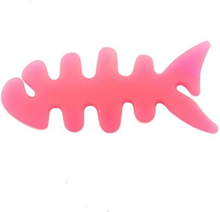 Rosafarbener Kabelaufroller für Kopfhörerkabel in Fischform