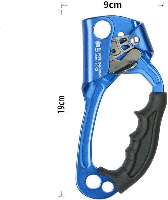 Zertifizierte Handsteigklemme zum Klettern, Baumpflegen, Abseilausrüstung, Seilklemme für 812 mm Seil – Blau [Rechte Han...