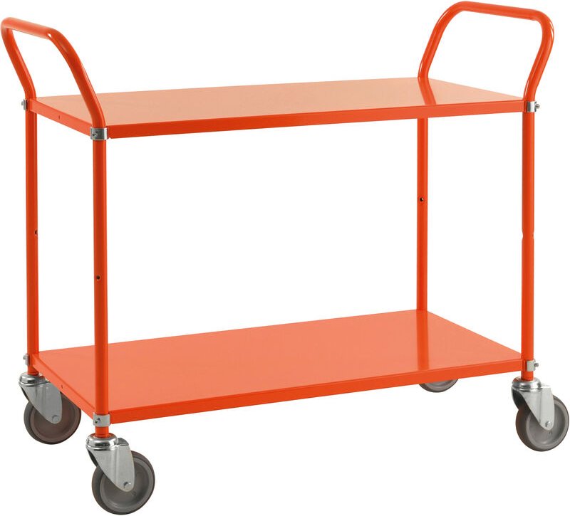 Kongamek Etagenwagen mit 3 Böden 900x440mm in Orange ohne Bremse