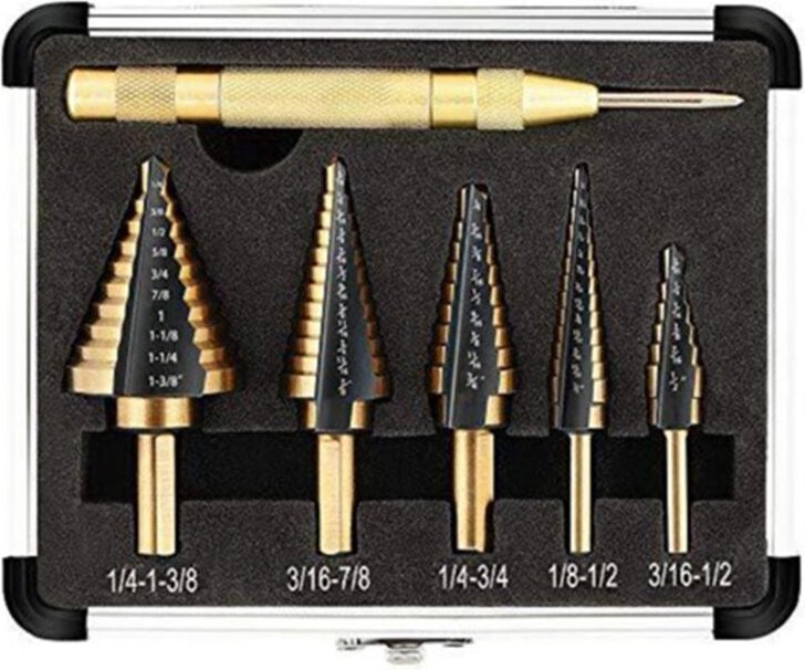 Thumbnail - Tlily - 6-Teiliges Integriertes Stufenbohrer-Set, Multifunktionales Stufenbohren mit Gerader Nut, Schnellarbeitsstahl-Bo...