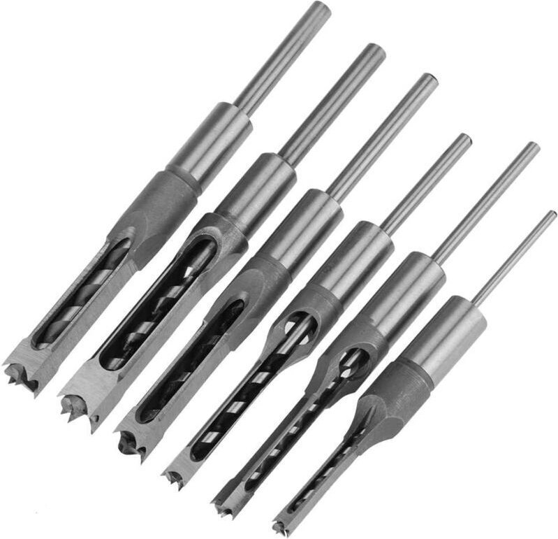 Thumbnail - CHOYCLIT Holzbohrer-Set, 6-teilig, Vierkantlochbohrer, Stahlhohlmeißel, Holzbearbeitungswerkzeug-Set für Vierkantlochsäg...