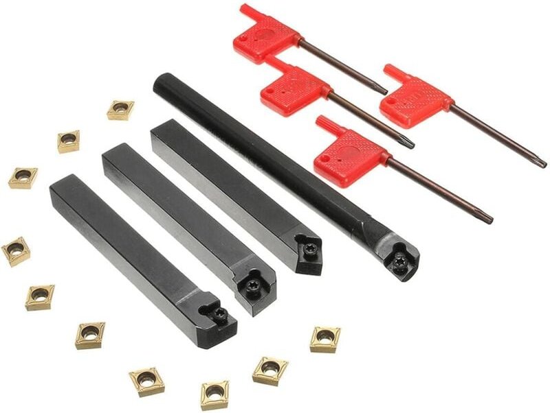 4 Stück Drehwerkzeughalter + CCMT09T304 Hartmetalleinsätze + T15 Schraubenschlüssel