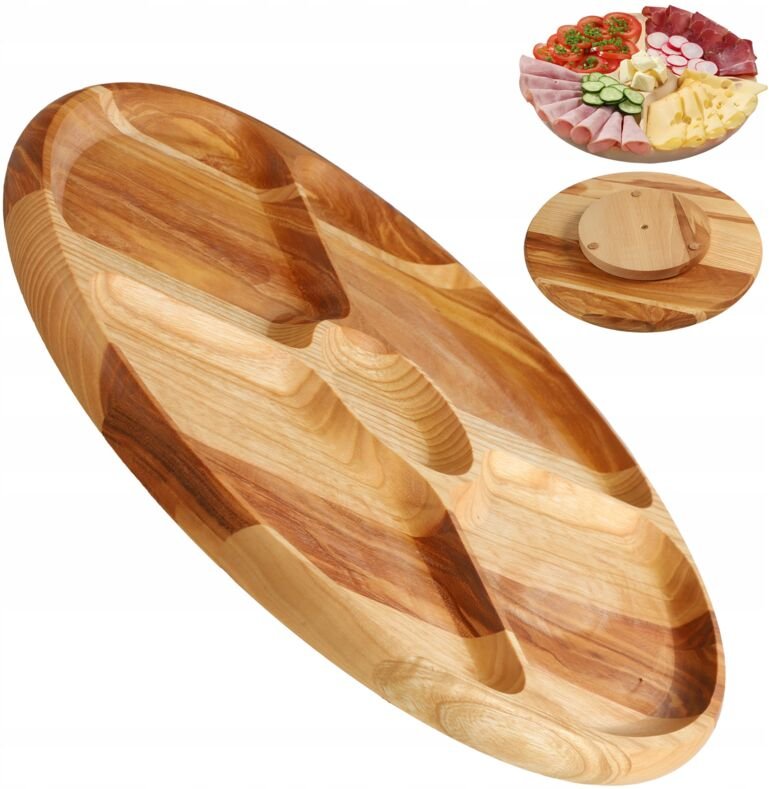 Servierplatte, Drehteller aus natürlichem Holz, Eschenholz - Kadax