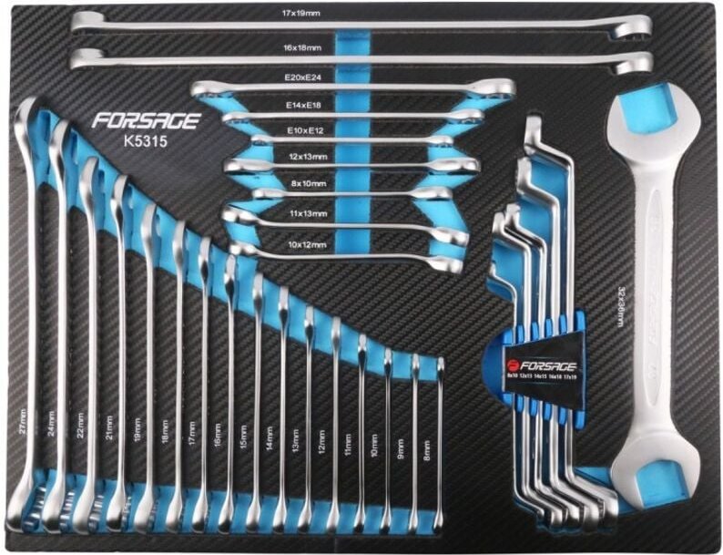 Einlage Maul-Ringmaulschlüssel gebogen, Satz 31-teilig