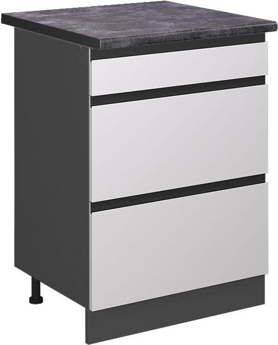 Vicco - Küchenunterschrank R-Line, Weiß, 60 cm mit Schubladen, ap Anthrazit